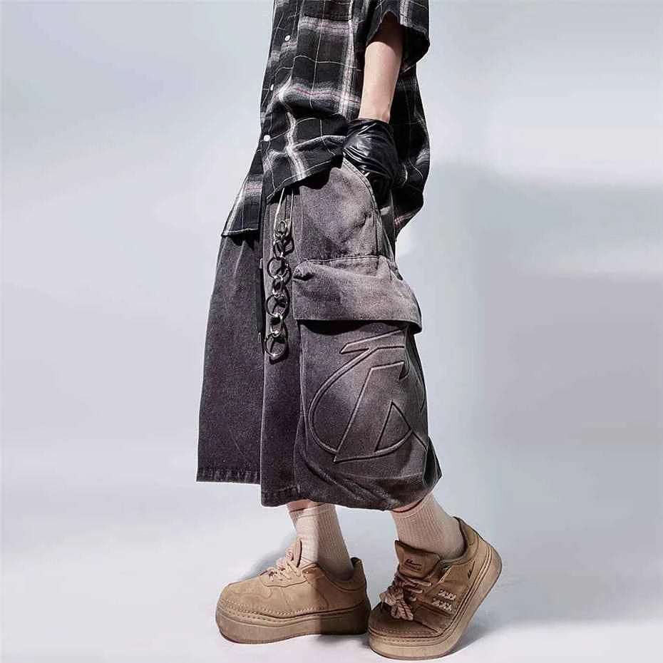 Retro Hip Hop Wide Leg Denim Jorts