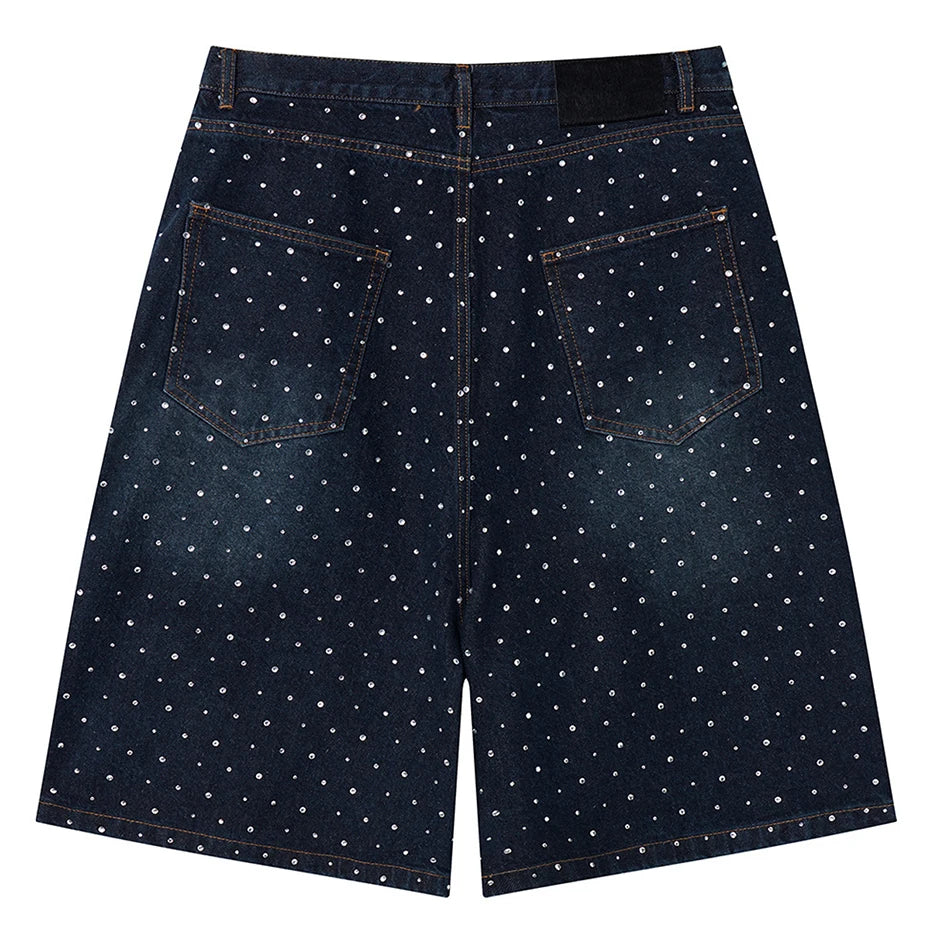 Streetwear Unisex Pearl Denim Shorts