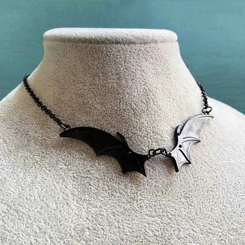 Gothic Vampire Bat Wing Pendant Necklace