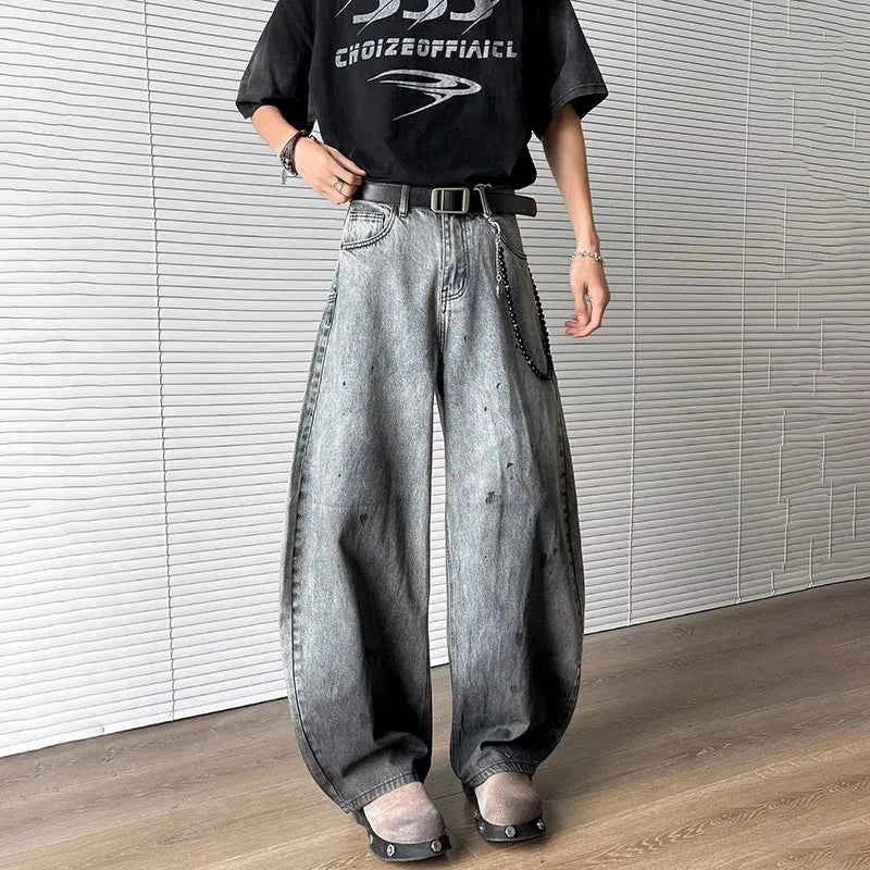 Plush Korean Style Gradient Wide Leg Jeans