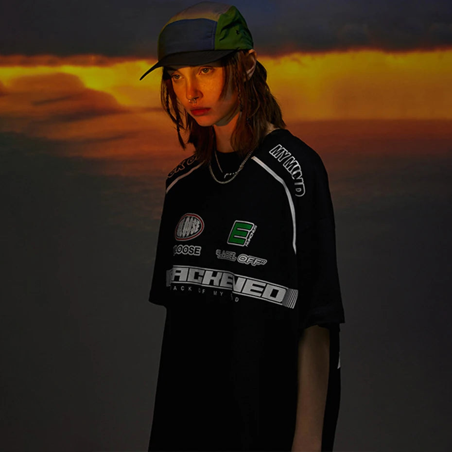 Streetwear Oversized Fashion Motorcycle Racing Style T-Shirt