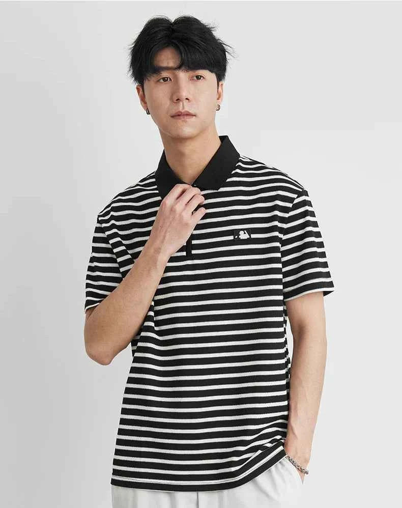 Men's Casual Stylish Korean Striped Polo T-Shirt