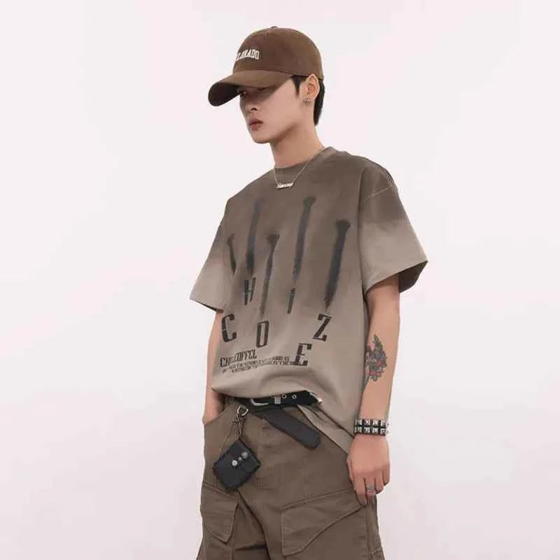 Vintage Washed Graphic Print Short Sleeve T-Shirt