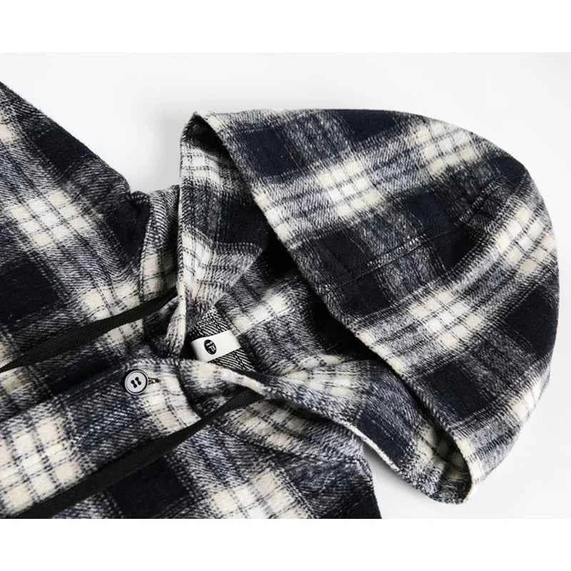 Signature Plaid Thick Casual Hooded Vintage Shirt
