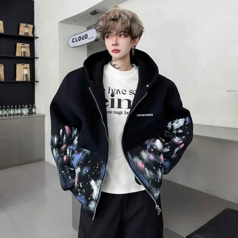 Gothic Vibrant Tie Dye Loose Hooded Sweatshirt