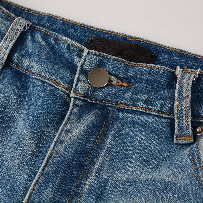 Sapphire Distressed Rhinestone Slim Jeans