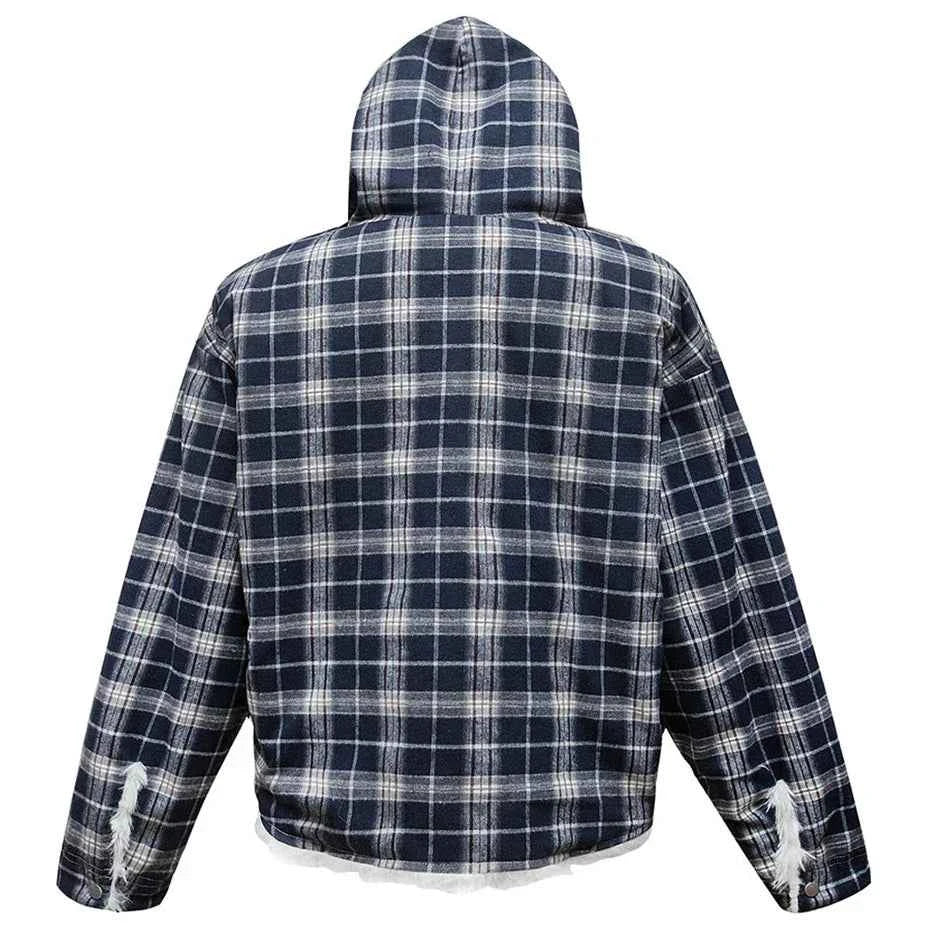 Winter Flexible Plaid Fox Fur Collar Retro Jacket