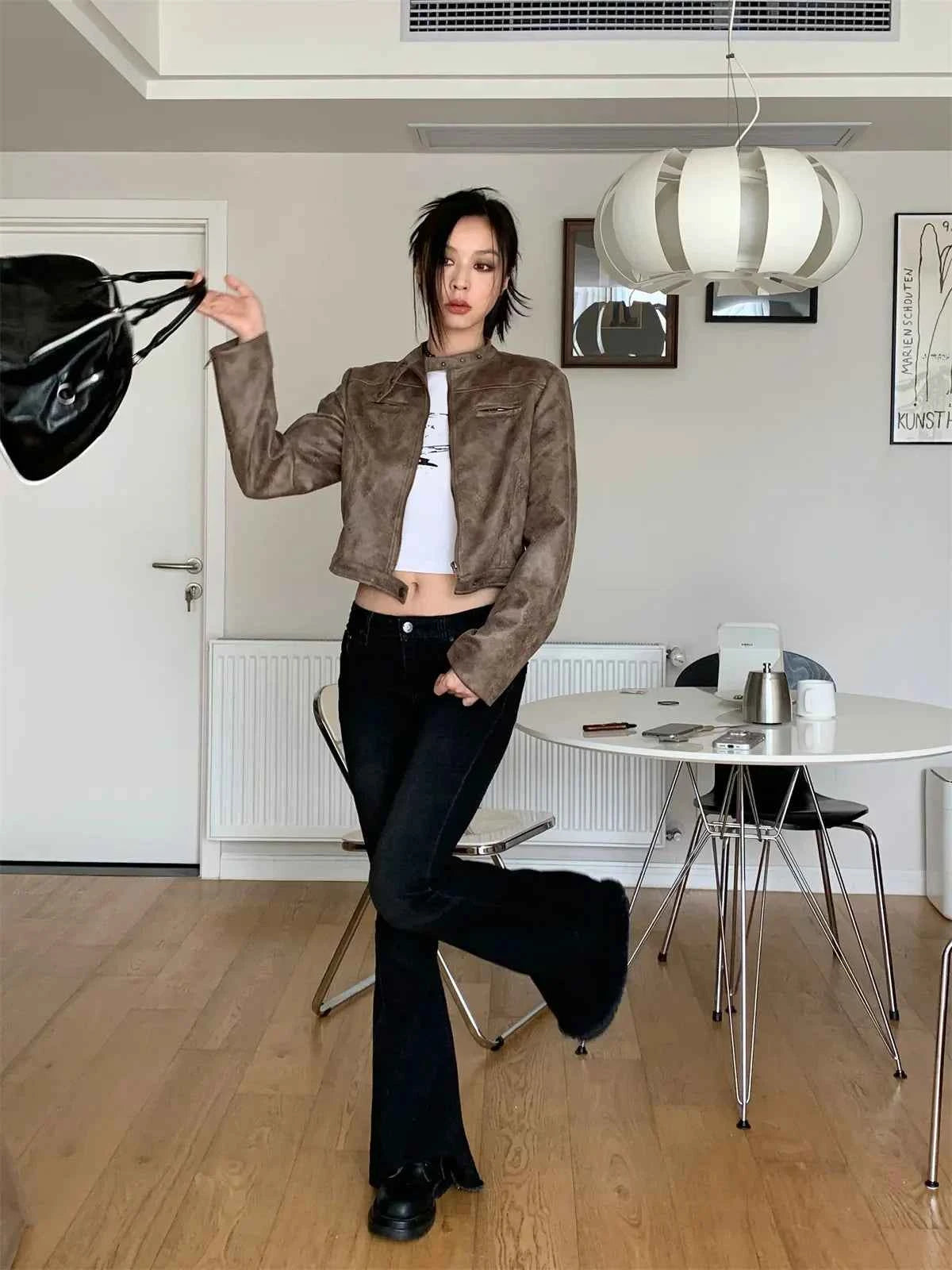 Streetwear Chic Korean Style Leather Motorcycle Jacket