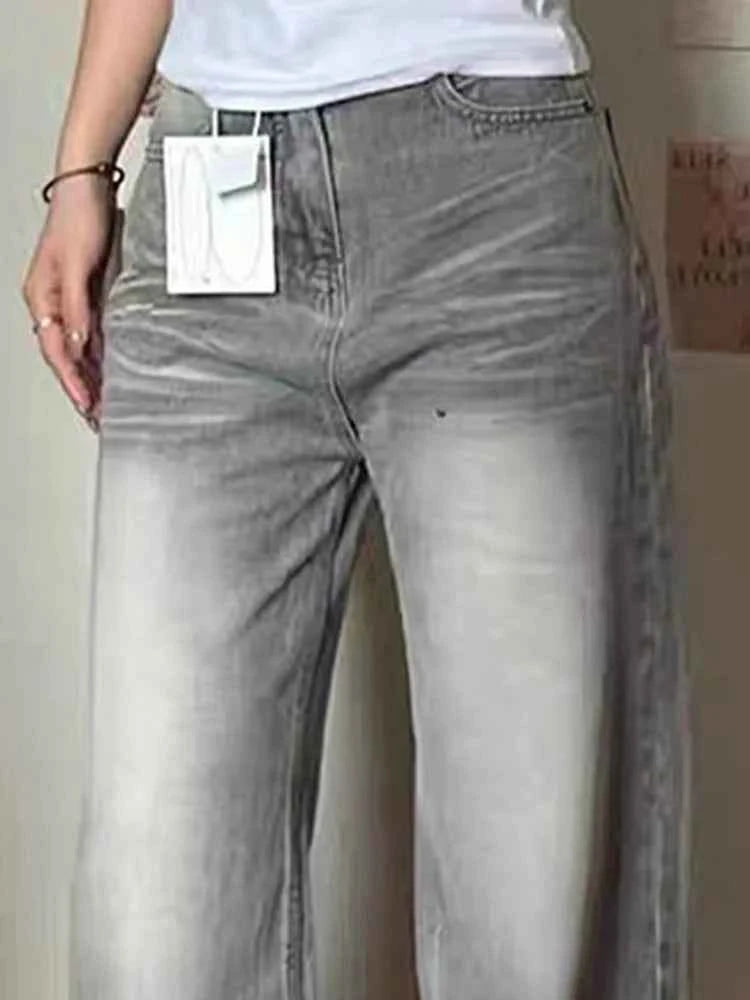 Streetwear Washed High Waist Wide Leg Jeans