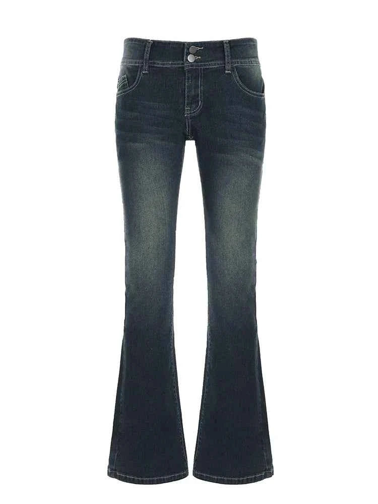 Y2K Vintage Flared Button-Up Low Jeans