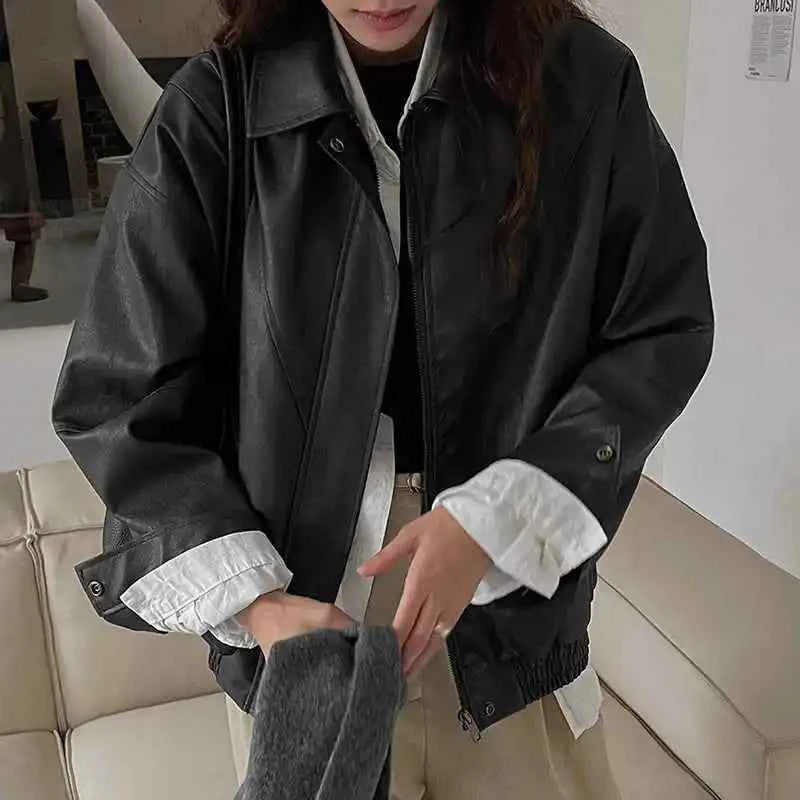 Winter Stylish Retro Zipper Leather Jacket