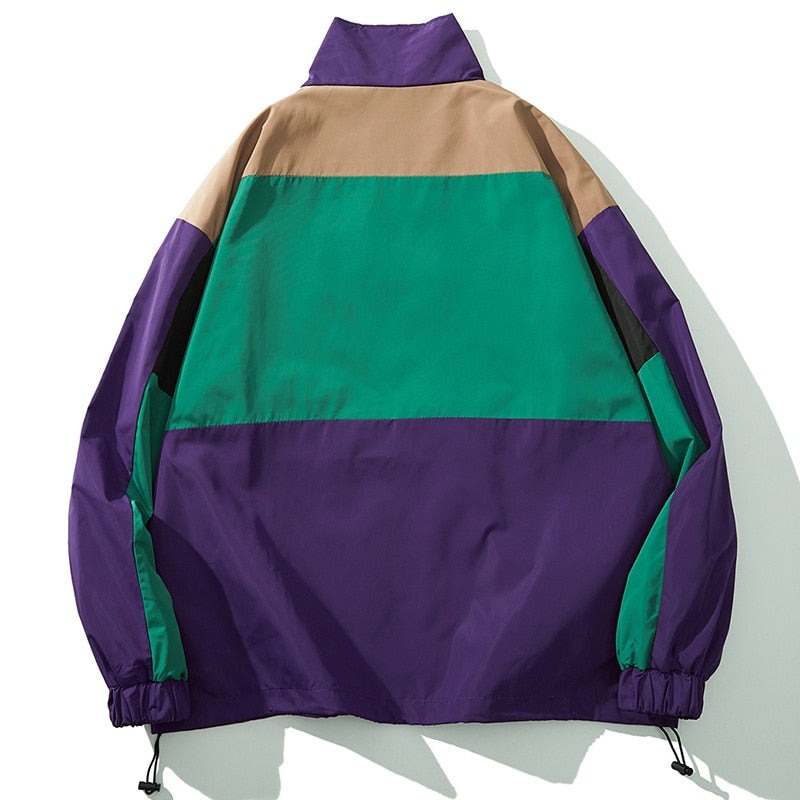Multi Color Block Patchwork Pocket Jacket