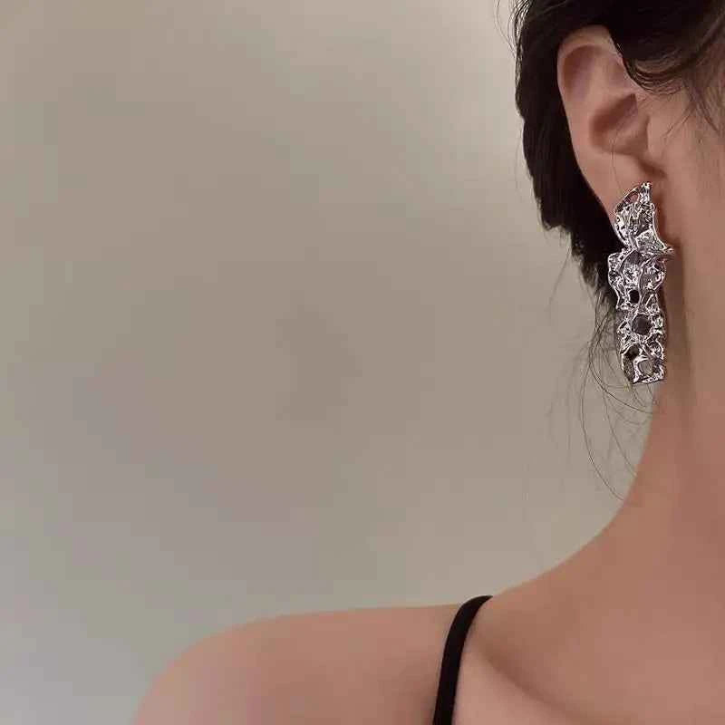 Minimalist European American Silver Needle Earrings