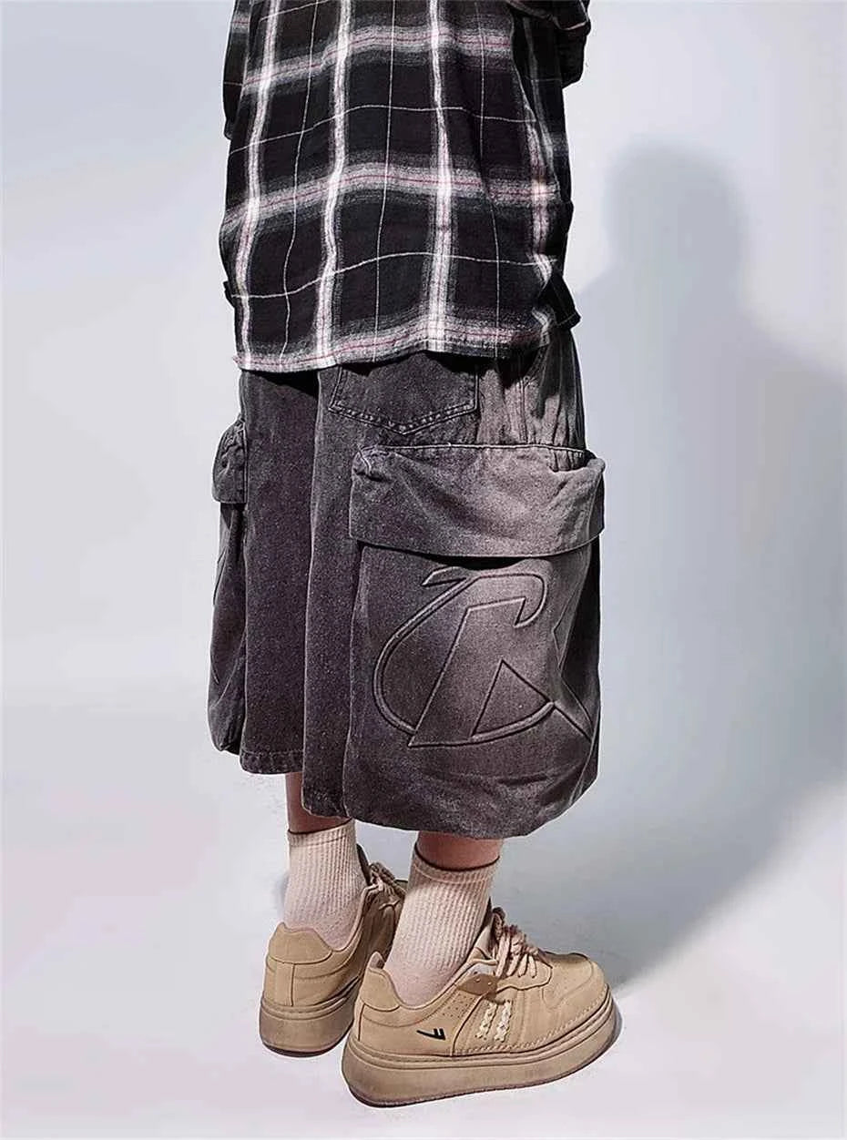 Retro Hip Hop Wide Leg Denim Jorts