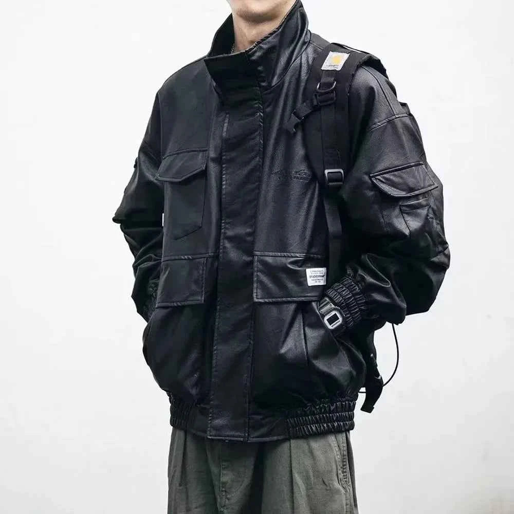 Men Durable Versatile Casual Leather Biker Jacket