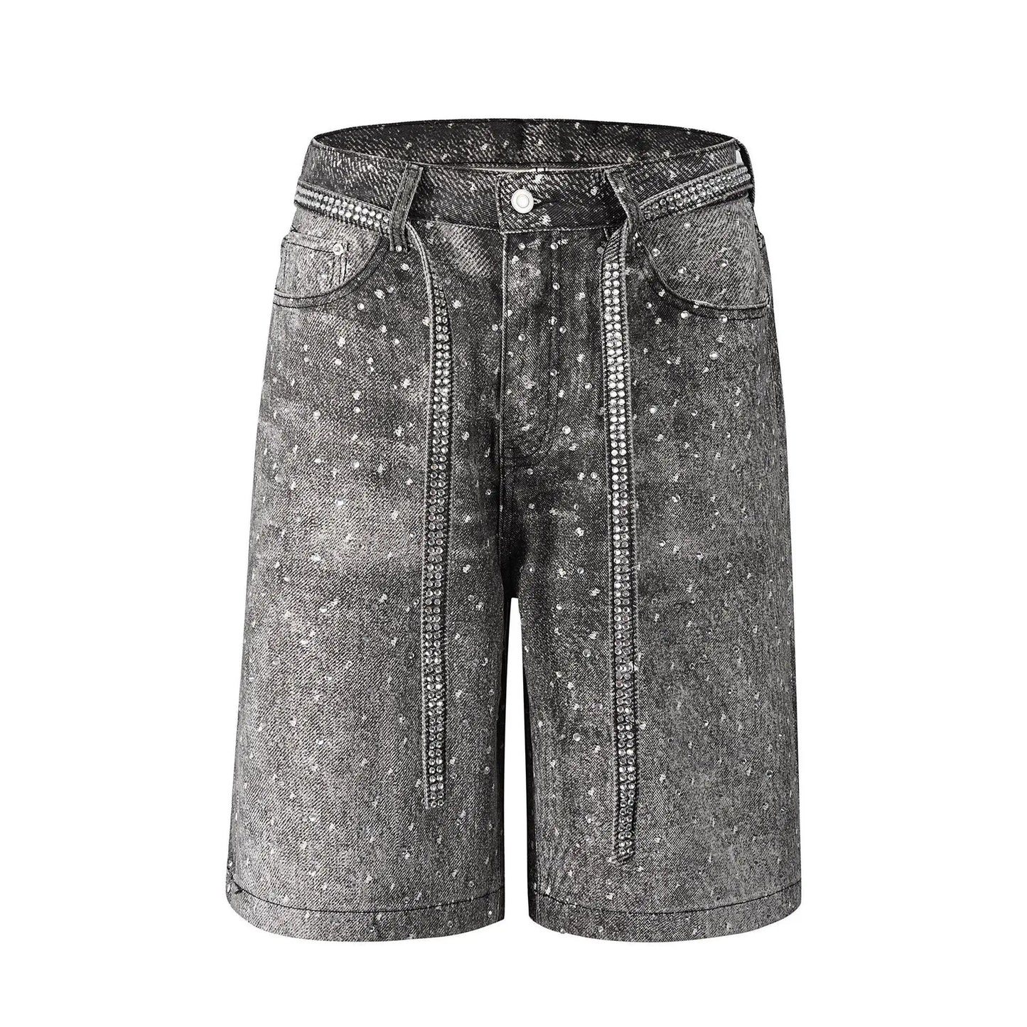Heat-melting Rhinestone Denim Shorts