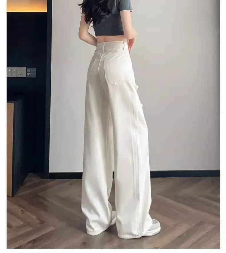 Diamond White Breathable Wide Leg Jeans