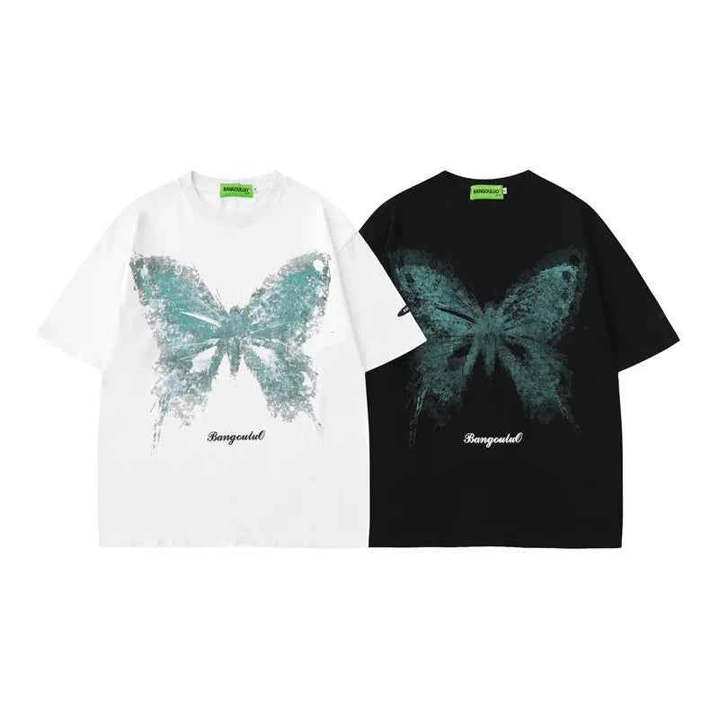 Cozy Butterfly Graphic Black Cotton T-Shirt