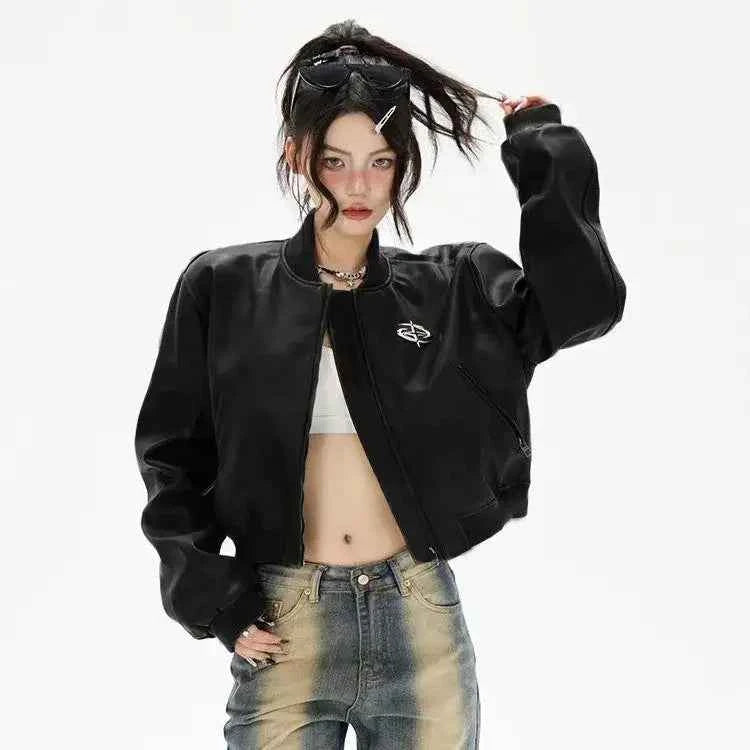 Women Vintage American Motorcycle Leather Jacket
