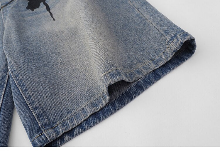 Tarantula Spider Graphic Denim Shorts