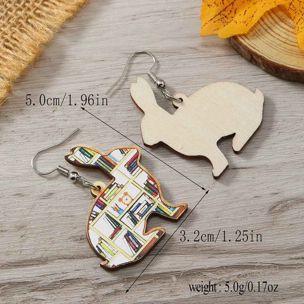 Colorful Easter Bookshelf Love Earrings