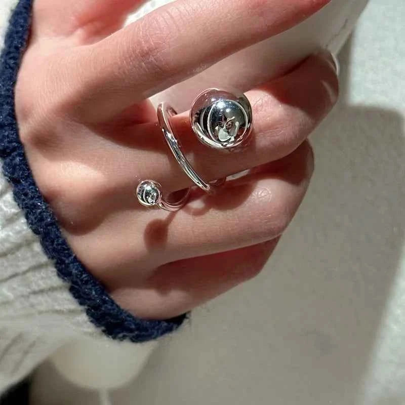 Y2K Minimalist Silver Geometric Rings