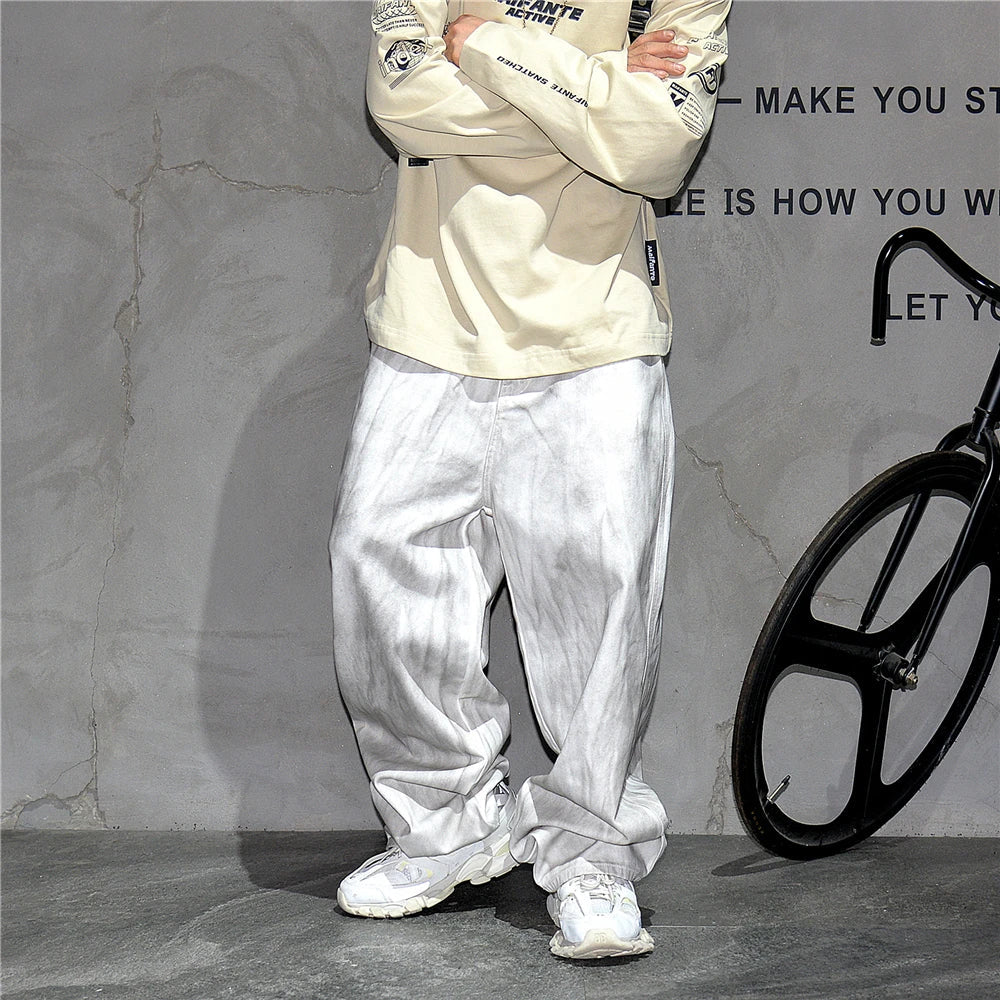 Distressed Dirty White Baggy Pants