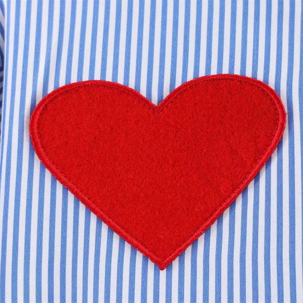 Breathable Striped Love Patch Zipper Shirt