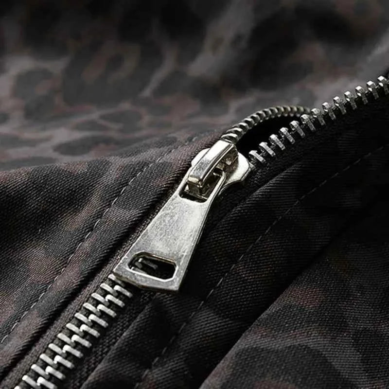 Thick Warm Leopard Print Fleece Fur Collar Jacket