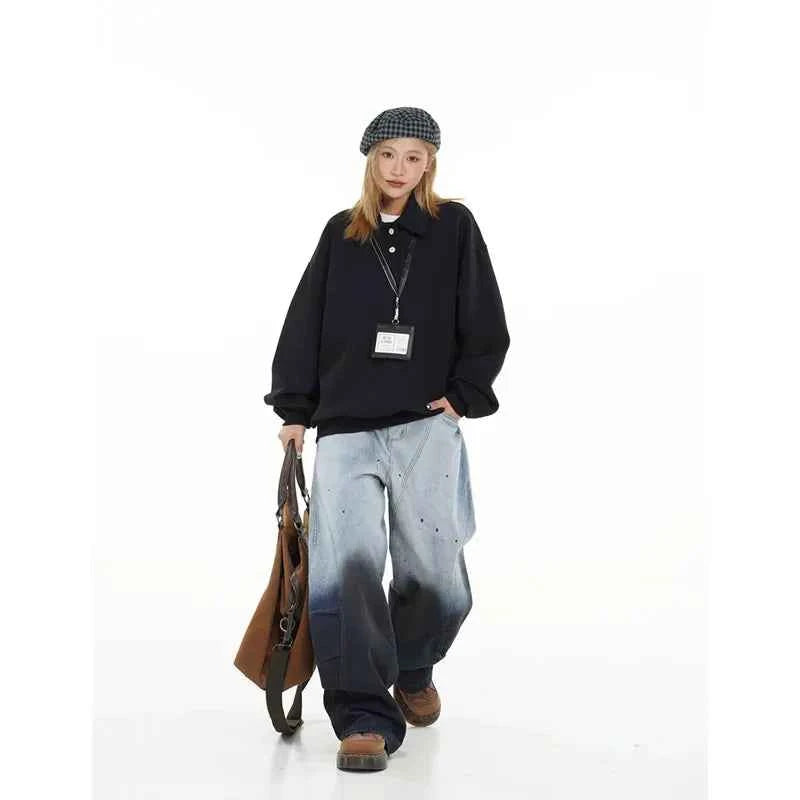 Vintage American Gradient Design Curved Jeans