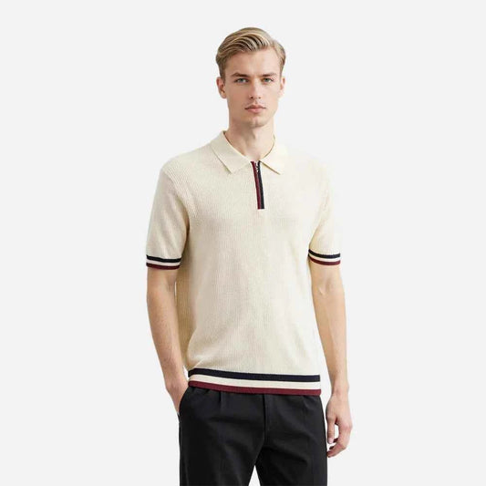 Breathable Striped Slim Fit Polo T-Shirt
