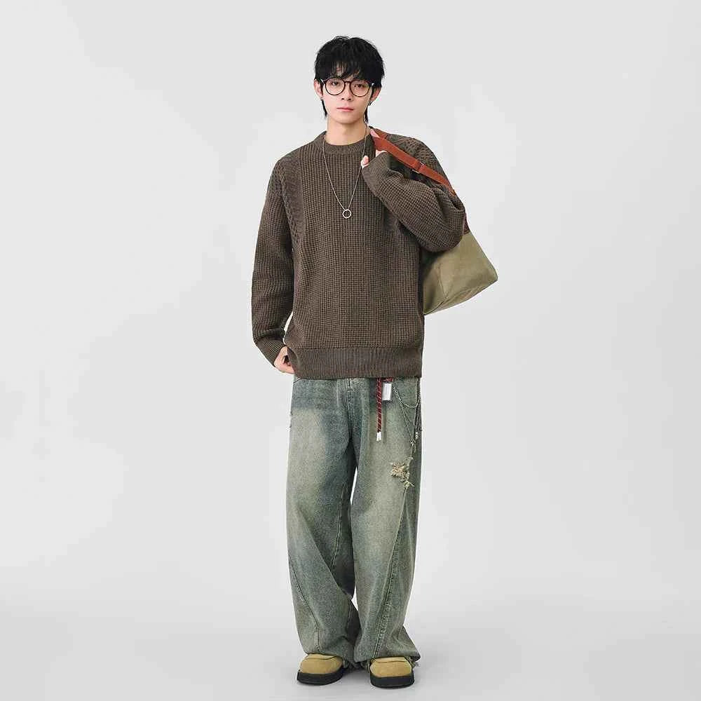 Y2K Cozy Textured Crew Neck Sweater