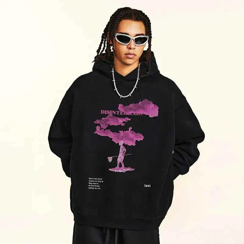 Pink Clouds Graphic Hip Hop Hoodie