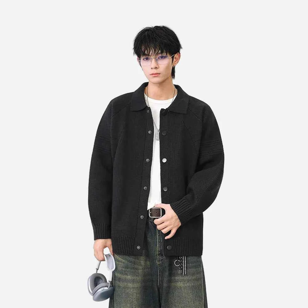 Versatile Solid Color Button Front Knitted Cardigan