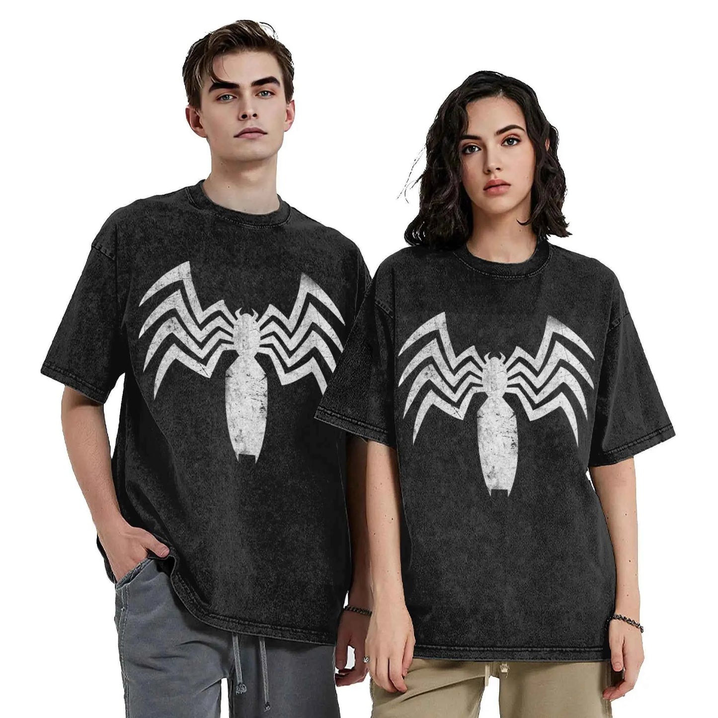Venom Distressed Logo Washed Black T-Shirt