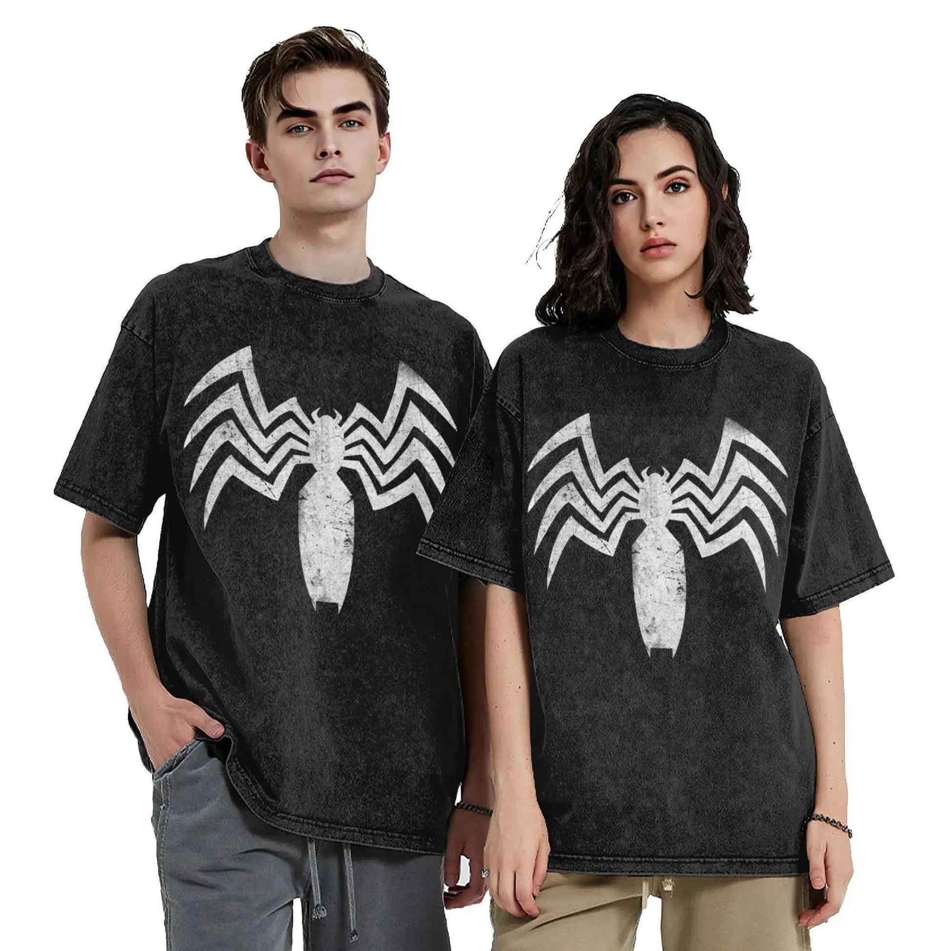 Venom Distressed Logo Washed Black T-Shirt