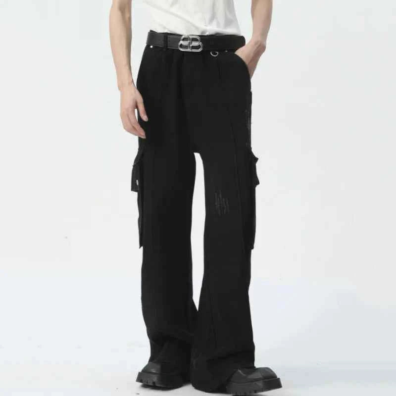 Vintage American Style Deconstructed Straight Baggy Pants