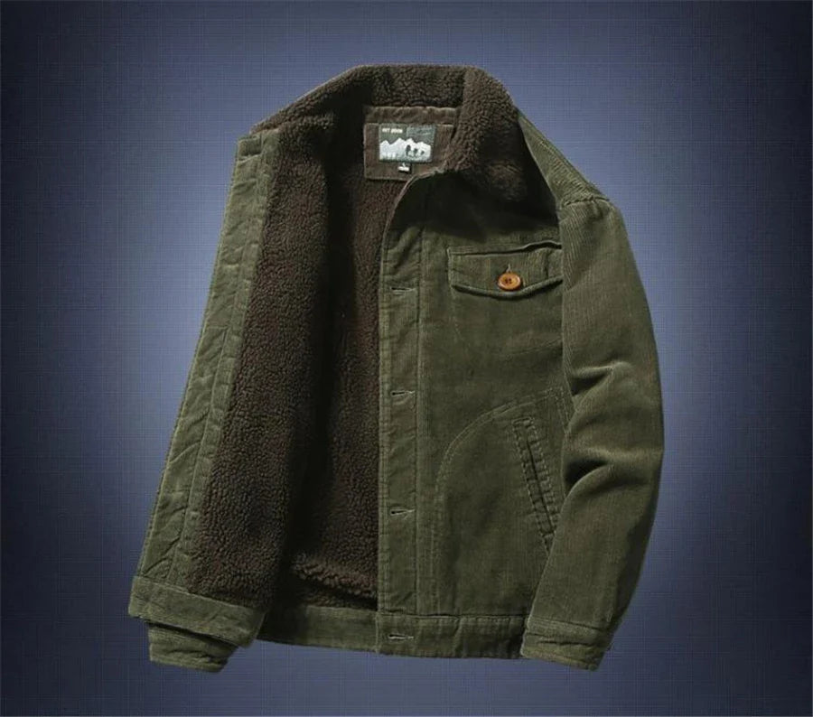 Corduroy Button Up Fleece Jacket