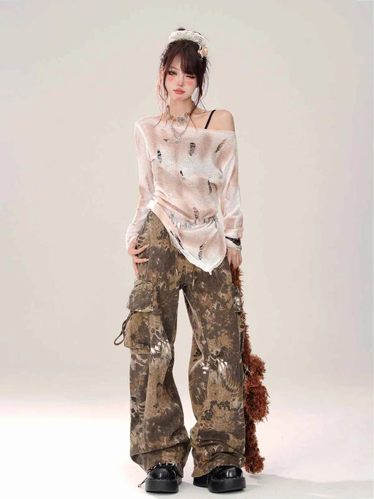 Stylish Snake Patterned Wide Leg Pants