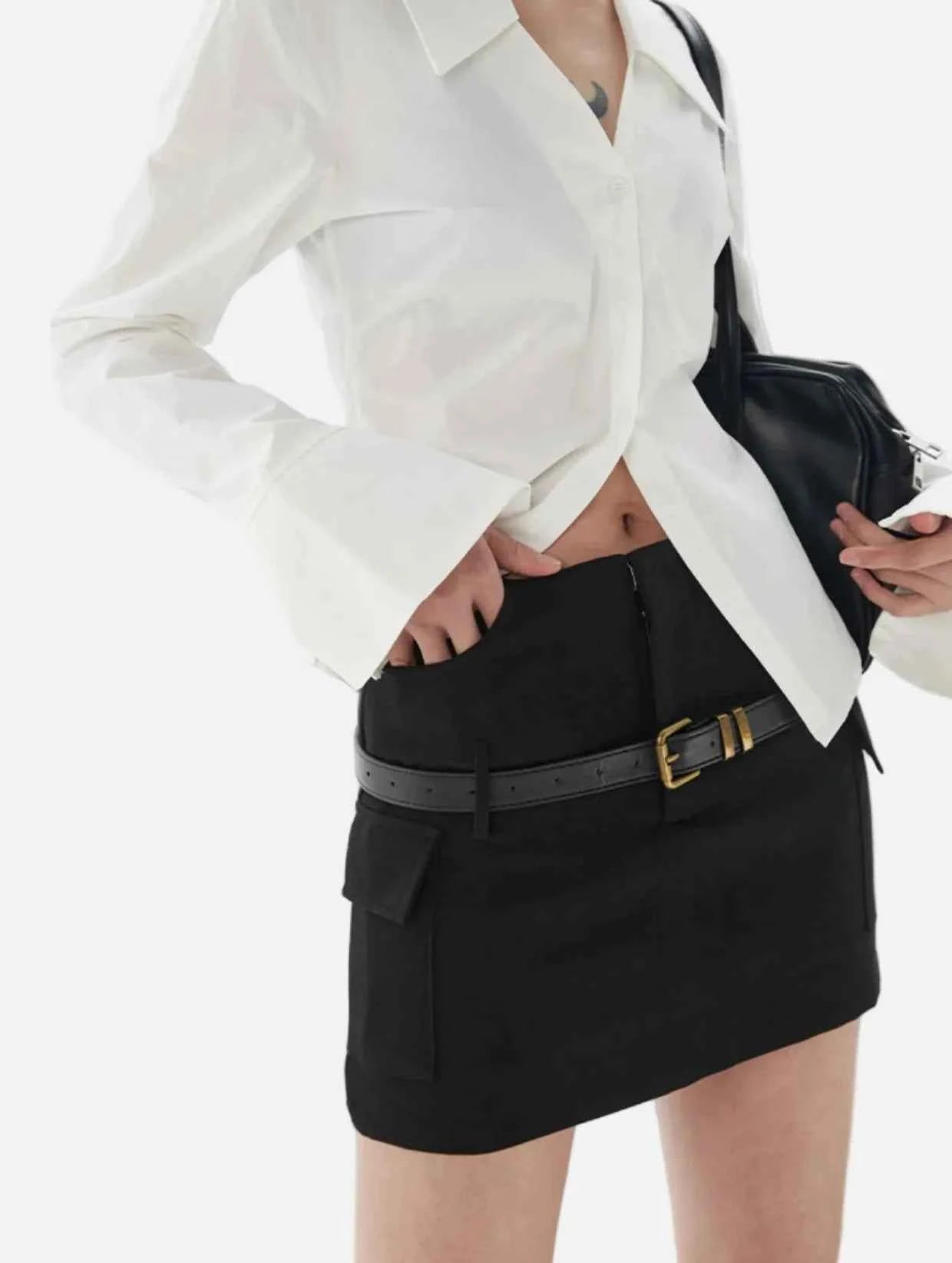 Fashionable Minimalist White Flare Long Sleeve Shirt