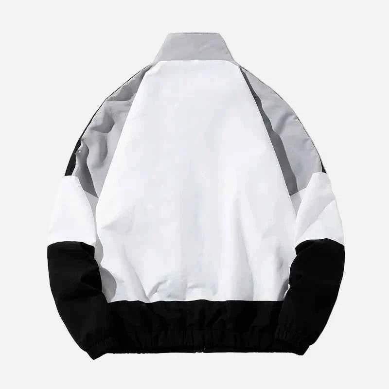 Patchwork Stand Collar Baseball Windbreaker Jacket
