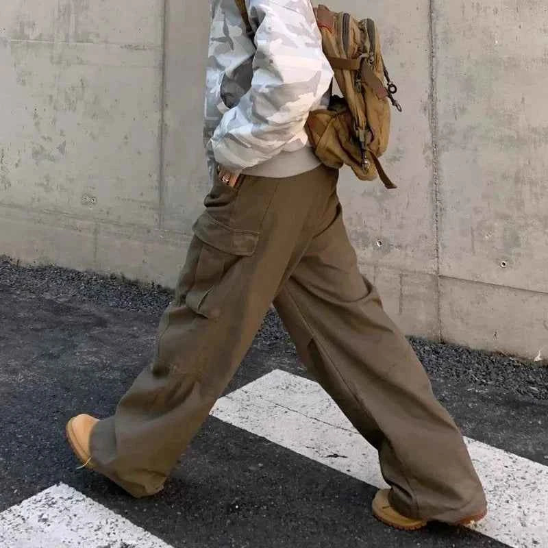 Retro Vintage Brown Wide Leg Baggy Jeans