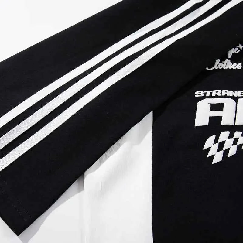 Y2K Graphic Patchwork Racing Cotton T-Shirt