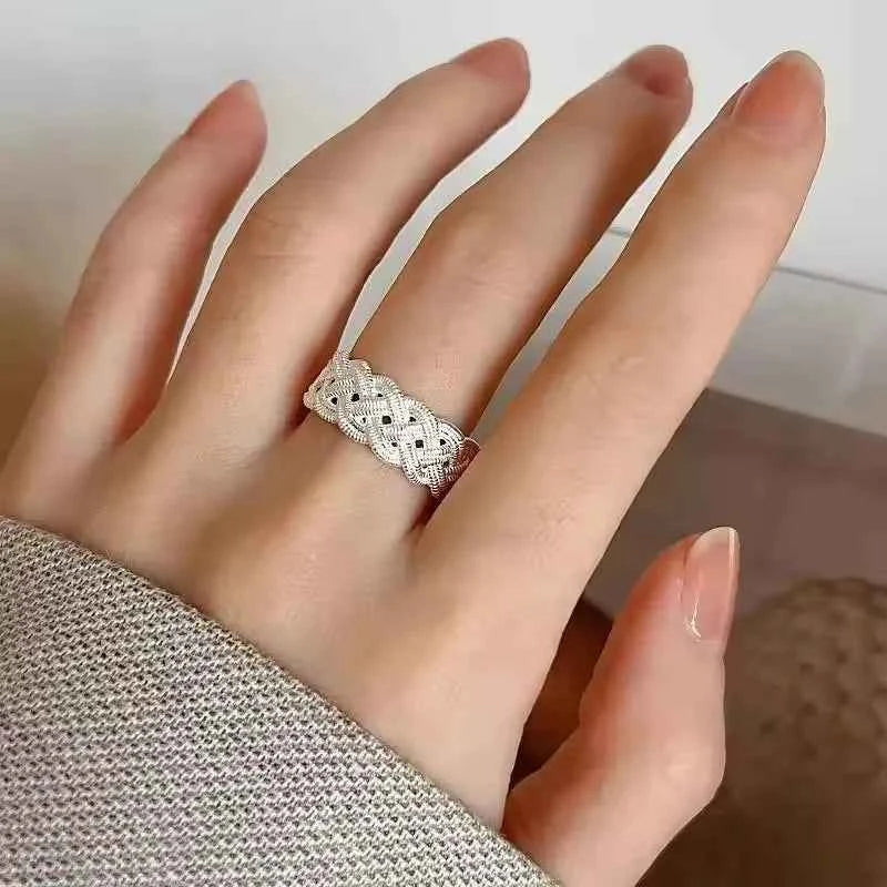 Women Sizeable Minimalist Sterling Silver Couple Ring