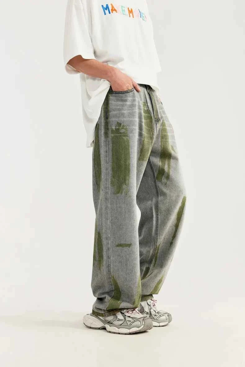 Hand-Painted Wide Leg High Street Jeans