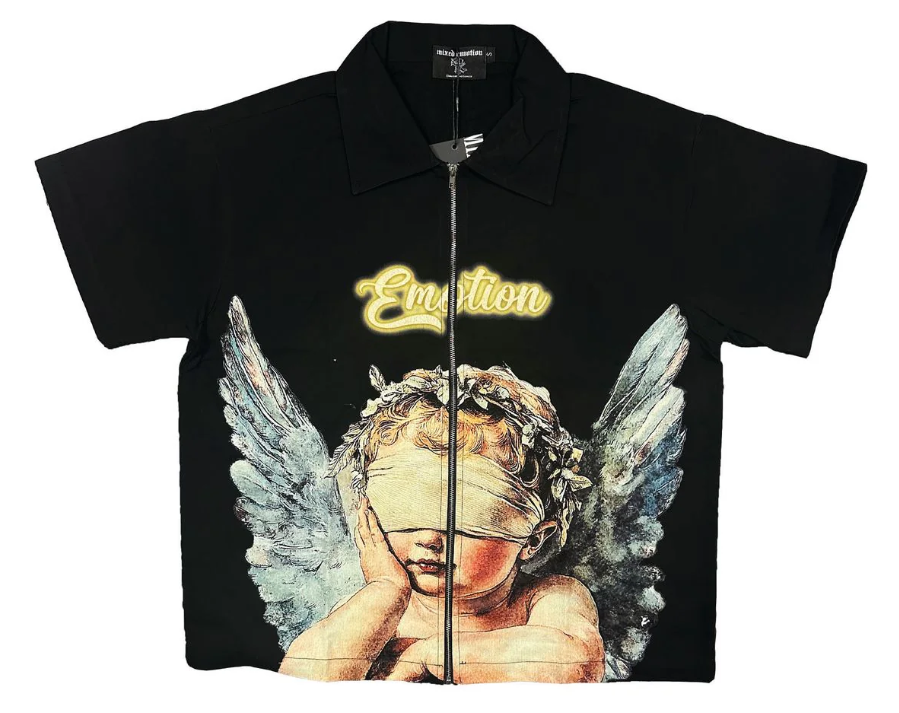 MIXED EMOTIONS Shirt Angel Graphic ZipUp