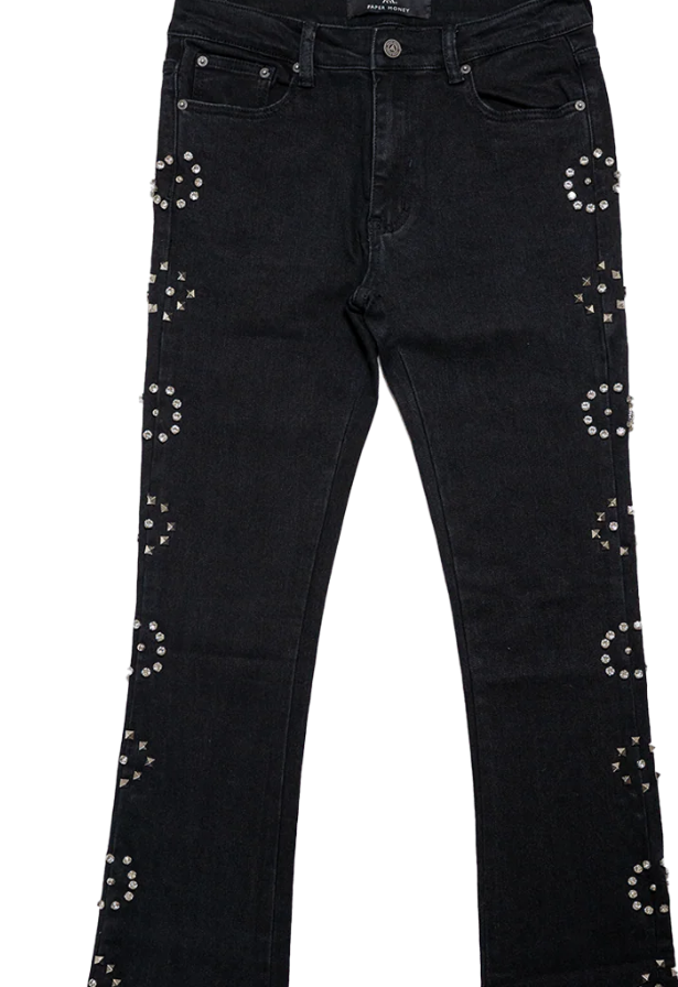 PAPER MONEY Jeans Black Studded Flare