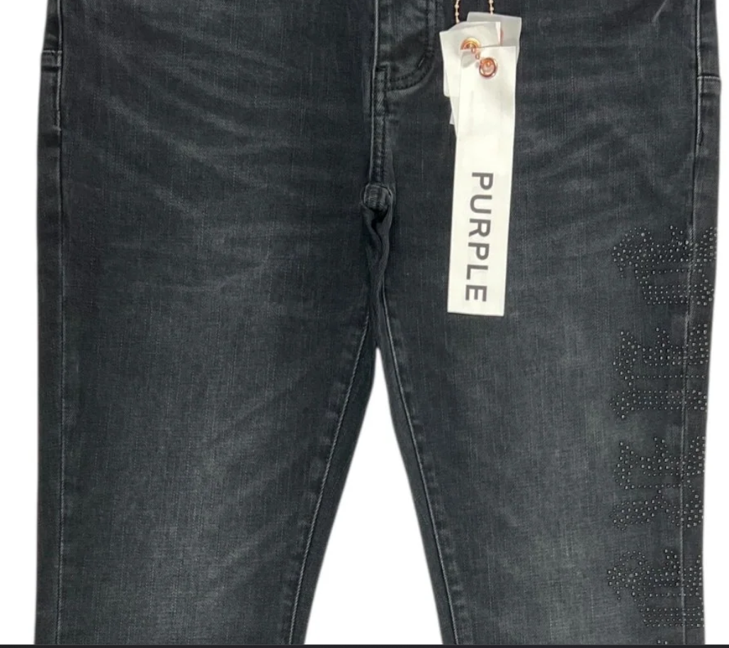 PURPLE Jeans Washed Black Rhinestone Detail
