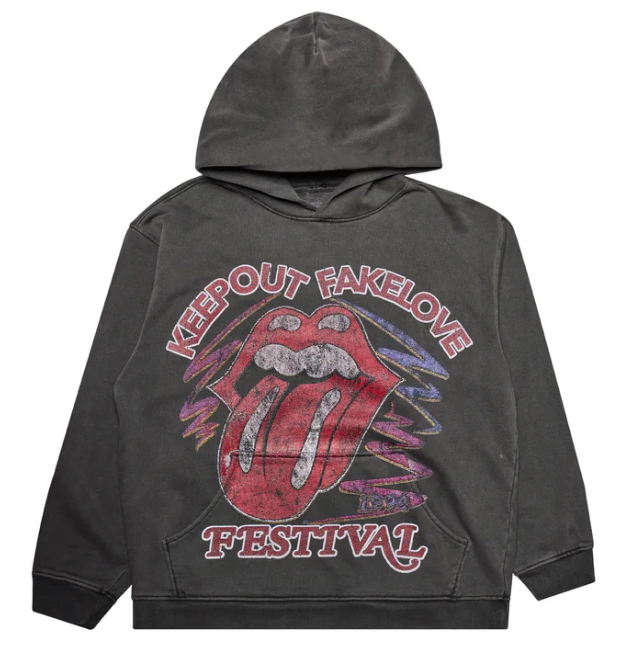 KEEP OUT FAKE LOVE Hoodie Festival Graphic