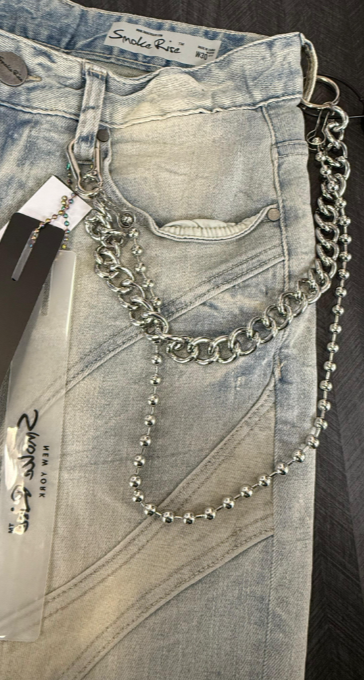 SMOKE RISE Jeans Chain Detail Light Wash